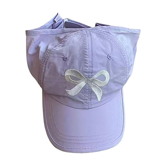 Tfken Baseball Cap For Baby Kids Trendy Daily Wear Bow Print All-Season Light Purple Hat