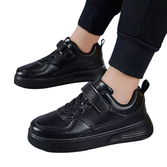 Tfken Big Girls Badminton Athletic Shoes Fashion Flatform Hook & Loop Relaxed Fit Black Sneakers For Children Size 8-9 Years