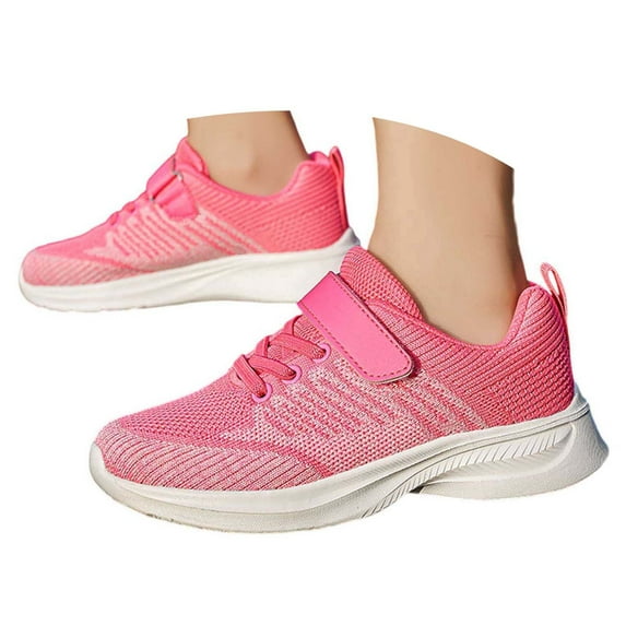 Tfken Big Girls Walking Athletic Shoes Color Block Platform Hook & Loop Trendy No Slip Sneakers For Child Pink Size 12-12.5 Years