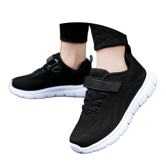 Tfken Big Girls Walking Athletic Shoes Fall Platform Hook & Loop Comfortable Clear Sneakers For Children Size 9.5-10 Years