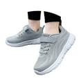 thumbnail image 1 of Tfken Big Girls Walking Badminton Shoes Size 11-11.5 Years Mesh Platform Breathable Fall Light Gray Sneakers For Kids, 1 of 7