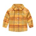 thumbnail image 1 of Tfken Blouse For Girls Toddler Size 3-4 Years Long Sleeve Plaid Print Tops Comfortable Collared Yellow Button-Up Shirts, 1 of 3