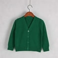 thumbnail image 1 of Tfken Boys Kids Sweater Size 7-8 Years V-Neck Solid Color Warm Classic-Fit Dark Green Cardigan Sweater, 1 of 3