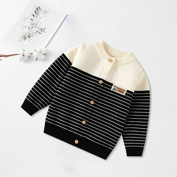 Tfken Boys Kids Sweater Soft Color Block Comfortable Crew Neck Cardigan Sweater Navy Size 7-8 Years