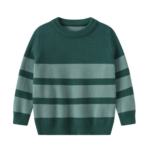 Tfken Boys Kids Sweater Trendy Color Block Classic-Fit Crew Neck Pullover Sweater Green Size 3-4 Years