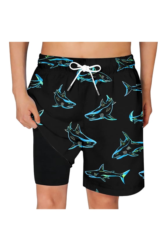 Boys Kids Swimwear Bottoms Shorts For Summer Cute Drawstring Ocean Print Swim Trunks Casual Beach Swimsuit Swimming Toddler Comfortable Bathing Suits Classic Shorts Size 5-6 Years Black