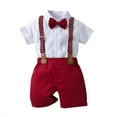 thumbnail image 1 of Tfken Boys Outfit Set Size 12 Months-18 Months Baby Clothes Summer Childrens Short Sleeve Two Piece Suit Straps Gentleman Summer Clothes Toddler Boy Outfit Red, 1 of 8