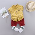 thumbnail image 1 of Tfken Boys Outfit Set Size 18 Months-24 Months Gentleman Kids Outfits Tops Baby Cartoon Shorts Floral Set Shirt Outfits Set Toddler Boy Outfit Yellow, 1 of 8