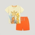 thumbnail image 1 of Tfken Boys Outfit Set Size 2 Years-3 Years Childrens Fashion Printed Short Sleeve Home Clothes Two Piece Set Toddler Boy Outfit Orange, 1 of 6