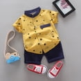 thumbnail image 1 of Tfken Boys Outfit Set Size 2 Years-3 Years Kids Baby Star Letter Gentleman Shirt Tops Shorts Outfits Set Toddler Boy Outfit Yellow, 1 of 7