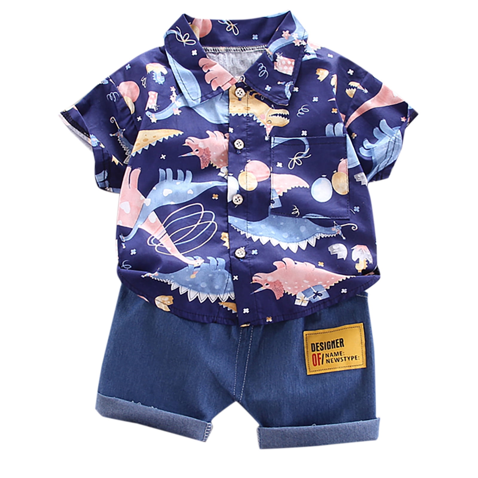 Tfken Boys Outfit Set Size 3 Years-4 Years Baby Clothes Set Cartoon T-Shirt Tops Shorts Summer Outfits Toddler Boy Outfit Blue