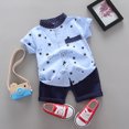 thumbnail image 1 of Tfken Boys Outfit Set Size 3 Years-4 Years Kids Baby Star Letter Gentleman Shirt Tops Shorts Outfits Set Toddler Boy Outfit Blue, 1 of 9