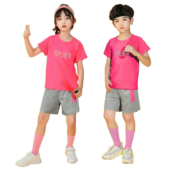 Tfken Boys Outfit Set Size 4 Years-5 Years Kids Summer Comfortable Sweat Absorption T Shirt Shorts 2Pc Casual Quick Drying Sports Suit Childrens Clothing Toddler Boy Outfit Pink