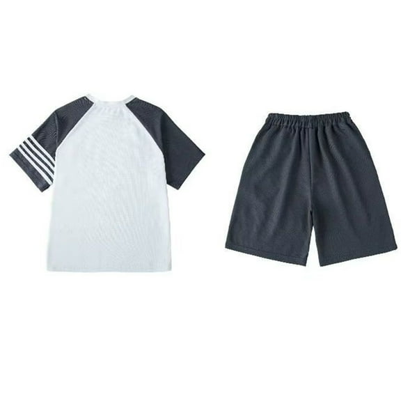 Tfken Boys Outfit Set Size 4 Years-5 Years Summer Short Sleeve Two Piece Set Loose Two Piece Fashion Childrens Wear Toddler Boy Outfit Grey