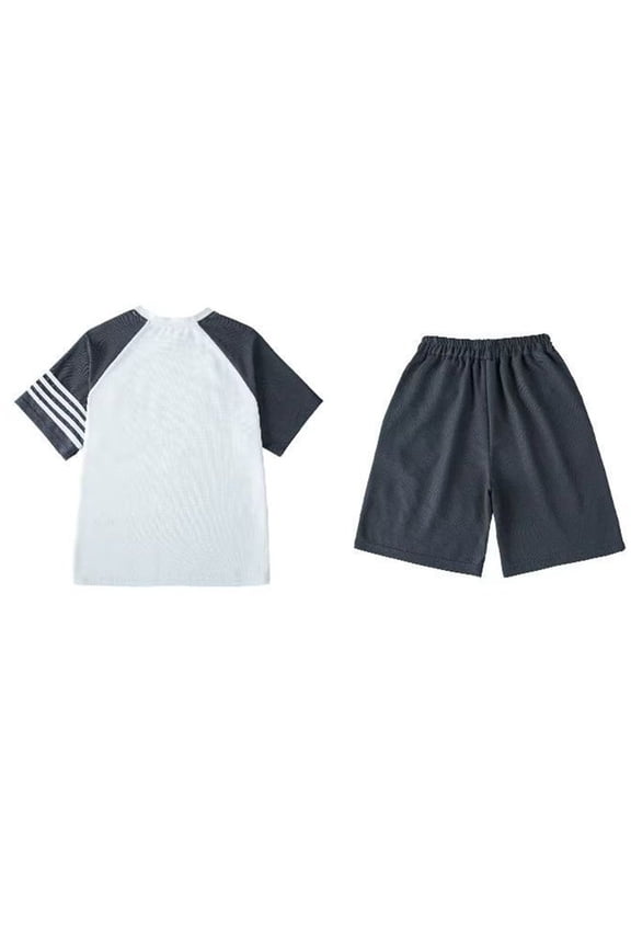 Boys Outfit Set Size 4 Years-5 Years Summer Short Sleeve Two Piece Set Loose Two Piece Fashion Childrens Wear Toddler Boy Outfit Grey