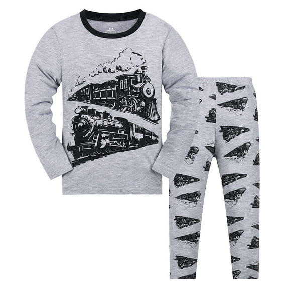 Tfken Boys Pajama Set Size 8-9 Years Crew Neck Long Sleeve Sweatshirt Pants Fall Dinosaur Print Daily Wear Grey Outfits Sets