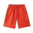thumbnail image 1 of Tfken Boys Shorts For Summer Elastic Waist Solid Color Half Shorts With Pockets Casual Daily Wear Teen Soft Clothes Orange Size 4-5 Years, 1 of 2