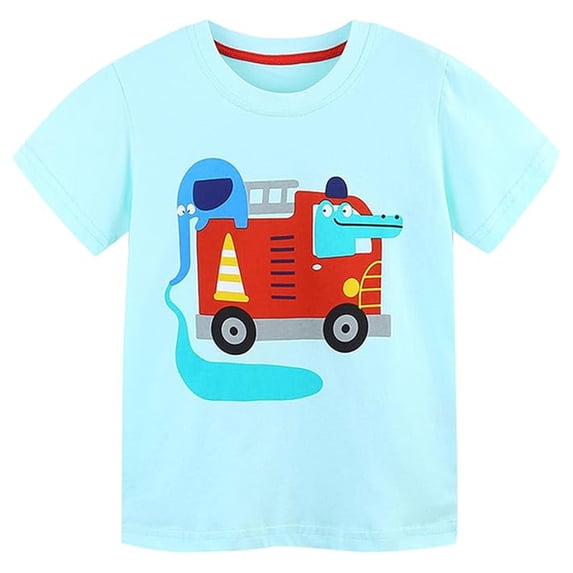 Tfken Boys Soft Comfy Tops Daily Wear Travel Fashion Tshirts Short Sleeve Casual Print Graphic T-Shirts Summer Tees Child Classic Clothes Size 1-2 Years