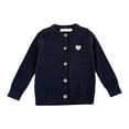 thumbnail image 1 of Tfken Boys Sweater Crew Neck Long Sleeve Heart Print Soft Trendy Cardigan Navy Size 7-8 Years, 1 of 2