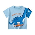 thumbnail image 1 of Tfken Boys Tees For Summer Dinosaur Print Crew Neck Short Sleeve Tops Casual Trendy Toddler Soft Tops Blue Size 18-24 Months, 1 of 2