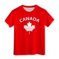 thumbnail image 1 of Tfken Boys Tees For Summer Maple Leaf Print Short Sleeve Crew Neck Tops Casual Toddler Soft Tops Red Size 12-13 Years, 1 of 3