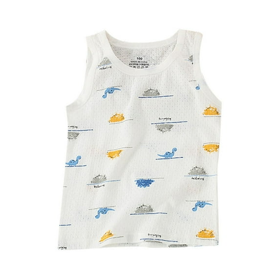 Tfken Boys Tees For Summer Sleeveless Crew Neck Cartoon Print Shirts Sportswear Casual Fashion Kids Comfortable Shirts Yellow Size 11-13 Years