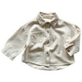 thumbnail image 1 of Tfken Button-Up Shirts For Boys Size 3-4 Years Long Sleeve Solid Color Blouse Daily Wear Collared Beige Tops, 1 of 3