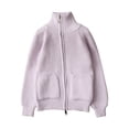 thumbnail image 1 of Tfken Cardigan For Girls Collared Long Sleeve Solid Color Trendy Soft Sweater Purple Size 6-7 Years, 1 of 8