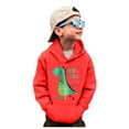 thumbnail image 1 of Tfken Casual Hoodies For boys Kids Soft Trendy Tops Dinosaur Print Hooded Sweatshirt Red Size 9-10 Years, 1 of 6