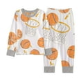 thumbnail image 1 of Tfken Casual Sleepwear Set For Kids Boys Toddler Long Sleeve Basketball Print Indoor Pajama Set Crew Neck Orange Homewear Size 2-3 Years, 1 of 2