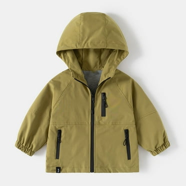 Tfken Child Boys Coat Daily Wear Hooded Windbreaker Soft Green Jacket Size 2-3 Years