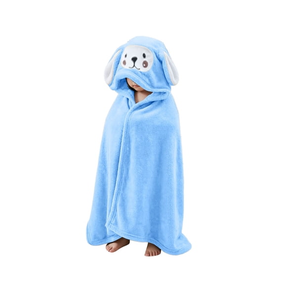 Tfken Child Boys Comfy Pajamas Robe Soft Sleepwear Nightwear Warm Casual Pajamas Robe Hooded Comfortable Bathrobe Homewear Classic Loungewear Outfit Size 5-10 Years Blue