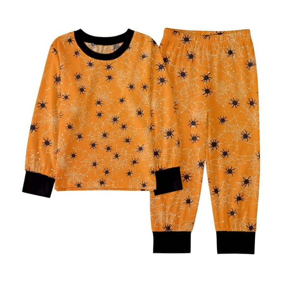 Tfken Child Boys Loungewear Sets Crew Neck Cartoon Print Casual Sweatshirt And Pants Long Sleeve Indoor Orange Pajamas Sets Size 2-3 Years