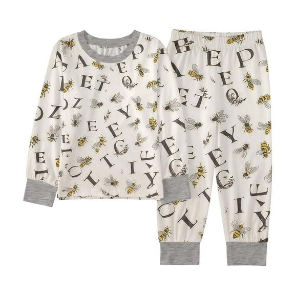 Tfken Child Boys Loungewear Sets Crew Neck Cartoon Print Fall Sweatshirt And Pants Long Sleeve Soft White Pajamas Sets Size 5-6 Years