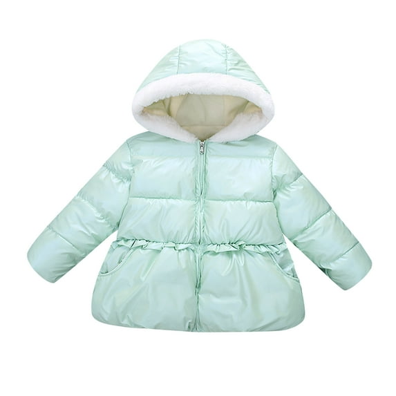 Tfken Child Girls Coat Size 18-24 Months Hoodies Casual Hooded Solid Color Light-Weight Tops Green
