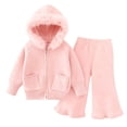 thumbnail image 1 of Tfken Child Girls Comfy Outfit Sets Soft Daily Girls Hooded Sweatshirts With Flare-Leg Pants Set Comfortable Fashion Children Trendy Outfit Size 120, 1 of 8