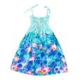 thumbnail image 1 of Tfken Child Girls Dress Size 7-8 Years Halter Floral Print Comfortable Autumn A-Line Sleeveless Blue Dresses, 1 of 4