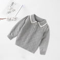 thumbnail image 1 of Tfken Child Girls Sweater Size 7-8 Years Collared Solid Color Warm Retro Grey Pullover Sweater, 1 of 3