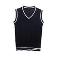 thumbnail image 1 of Tfken Child Girls Sweater Solid Color School Uniform Varsity Daily Wear Sleeveless Soft Black Sweater Vest Size 5-6 Years, 1 of 4