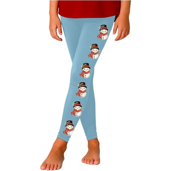 Tfken Child Girls Trousers Size 13-14 Years Snowman Print Slim-Leg Flat Front Leggings Leisure Teen Pants