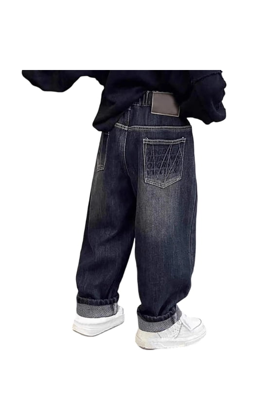 Child Little Boys Jeans Size 5-6 T Straight-Leg Comfort Waist Daily Wear Fashion Blue Denim Pants