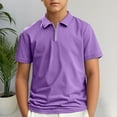 thumbnail image 1 of Tfken Children Boys T-Shirts Size 5-6 Years Short Sleeve Solid Color Tee 2025 Quarter-Zip Trendy Purple Tops, 1 of 4