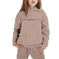 thumbnail image 1 of Tfken Children Girls Outfit Set Letter Print Cute Sweatshirt Pant Athleisure Long Sleeve Khaki Outfits Sets Size 15-16 Years, 1 of 4