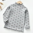 thumbnail image 1 of Tfken Children Girls T-Shirts Long Sleeve Heart Print Fall Tops Comfortable High Neck Grey Tee Size 5-6 Years, 1 of 4