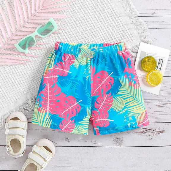 Tfken Children Kids Boys Board Shorts Size 2-3 Years Swimwear Hawaii Print Summer Soft Sky Blue Swim Trunks