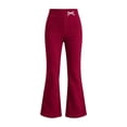 thumbnail image 1 of Tfken Children Soft Lightweight Pants Daily School Wear Flare Yoga Legging Pants Girls High Waist Stretch Print Kids Classic Clothes Size 4-5 Years Red, 1 of 5