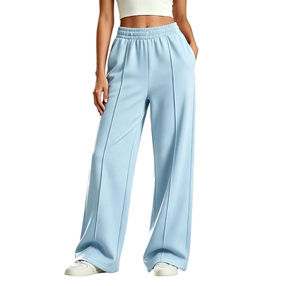 Tfken Children Soft Lightweight Pants Daily School Wear Sweatpants Wide Leg Girls Loose School Uniforms Pockets Kids Casual Clothes Size 11-12 Years Blue