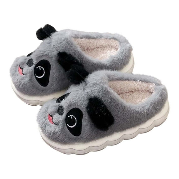 Tfken Children Unisex Kid Slippers Closed Toe Cartoon Print Open-Heel Winter Eva Cushy Grey House Shoes Size 3-4 Years
