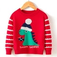 thumbnail image 1 of Tfken Christmas Boys Kids Sweater Long Sleeve Cartoon Print Pullover Comfortable Soft Sweater Red Size 5-6 Years, 1 of 5