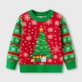 thumbnail image 1 of Tfken Christmas Child Boys Sweater Fashion Tree Print Retro Crew Neck Pullover Sweater Green Size 3-4 Years, 1 of 8